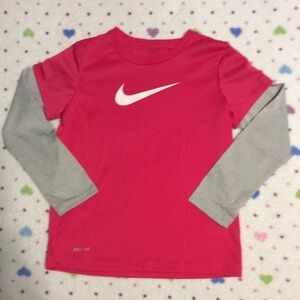 Nike Pink and Gray Long Sleeve Tee